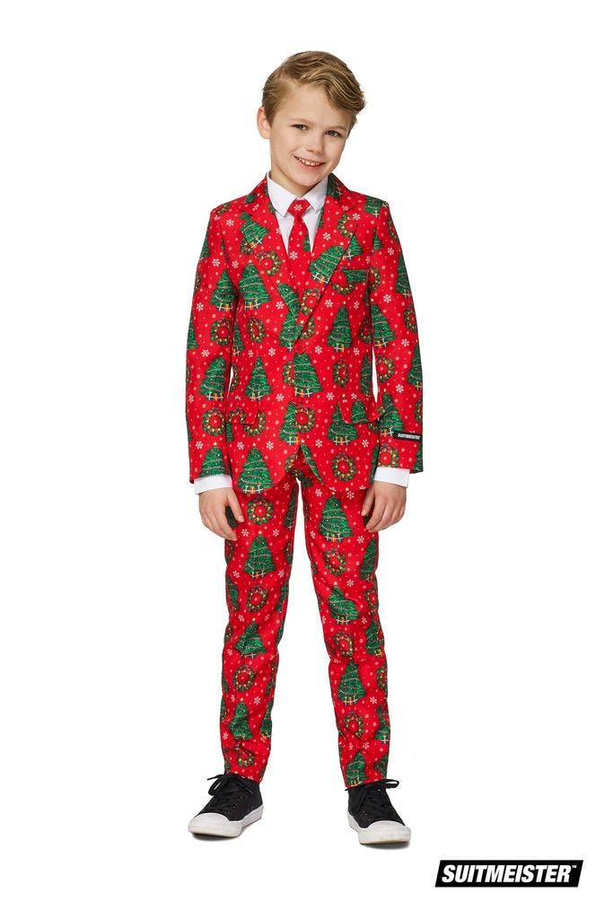 Kerstboom maatpak kind rood, Kleding | Dames, Carnavalskleding en Feestkleding, Nieuw, Ophalen of Verzenden