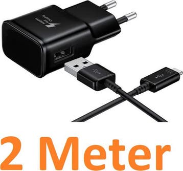 Micro-USB Oplader – Bedraad Snellader 15W – 2 Meter Kabel –, Ophalen of Verzenden, Nieuw