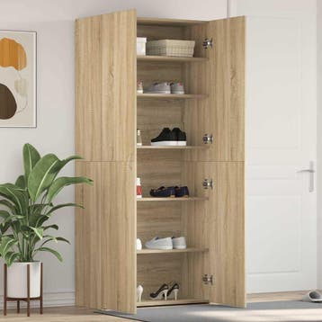 vidaXL Schoenenkast 80 x 35.5 x 180 cm Bewerkt hout Bruin, Verzenden, Nieuw