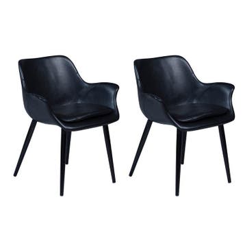 Dan-Form Combino Stoel - Set Van 2 - Zwart Kunstleer, Verzenden, Nieuw