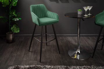 Elegante barkruk TURIJN smaragdgroen fluweel met decoratieve, Ophalen of Verzenden, Nieuw