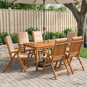 vidaXL 7-Piece Garden Dining Set Naturel Massief Acaciahout, Verzenden, Nieuw