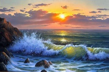 Sergei Stoev (1971) - Wave in sunset light
