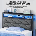 Bedframe met lattenbodem - 90x200 cm - Metaal - Zwart - Seve, Verzenden, Zo goed als nieuw