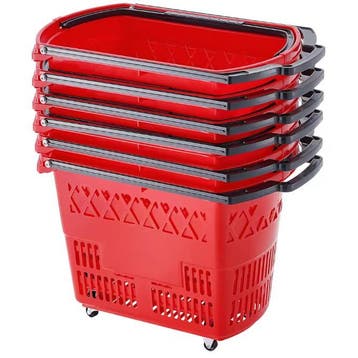 Set van 6 rollende winkelmanden 39L met handvat en wielen, Verzenden, Nieuw