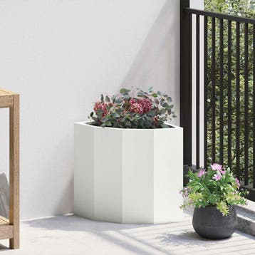 vidaXL Hoek Plantbak Wit 30 x 30 x 35 cm Staal, Tuin en Terras, Verzenden, Minder dan 60 cm, Nieuw, Metaal