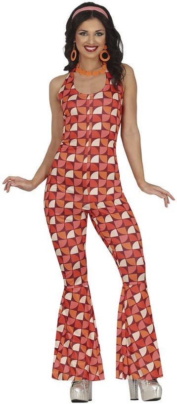 Disco Lady Jumpsuit Dames Retro Red, Ophalen of Verzenden, Nieuw