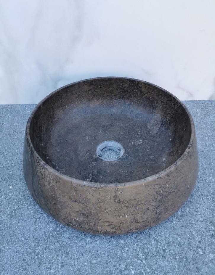 Sani Royal Waskom Marmer Mokka Brown, Doe-het-zelf en Verbouw, Sanitair