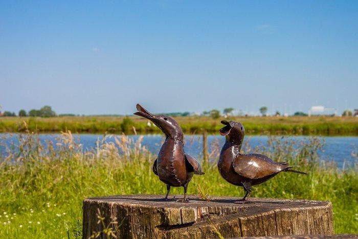 sculptuur, Twee eenden - 150 mm - Metaal, Antiek en Kunst, Kunst | Designobjecten