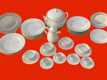 Richard Ginori - RG - Tafelservies (38) - 18 kt goud - Greca