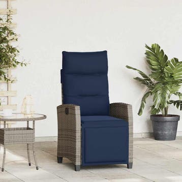 vidaXL Verstelbare tuinstoel met bijzettafel poly rattan, Verzenden, Nieuw