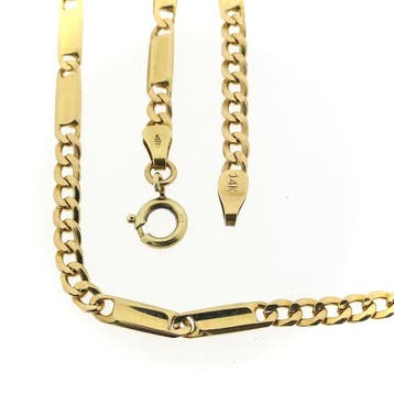 Gouden gesloten Figaro schakelketting, Ophalen of Verzenden, Gebruikt, Goud, Goud
