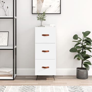 vidaXL Dressoir 34,5x34x90 cm bewerkt hout wit, Verzenden, Nieuw, Overige houtsoorten, Minder dan 50 cm