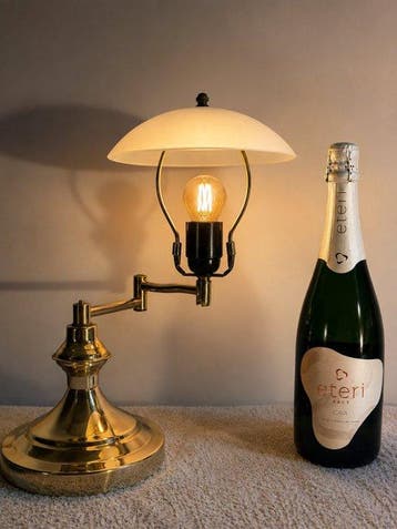 Tafellamp - Messing, Glas