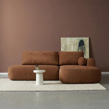 *WOONWINKEL* Hoek Slaapbank Chaise Longue Rechts Roest-oranj, Huis en Inrichting, Banken | Bankstellen, Verzenden, Nieuw