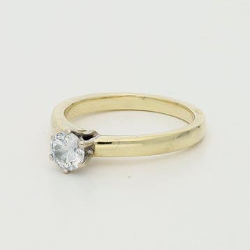 Verlovingsring - 14 karaat Geel goud - 0.50ct. tw. Diamant, Sieraden, Tassen en Uiterlijk, Antieke sieraden