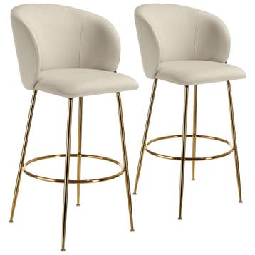 Barkruk Luana, met rugleuning, fluweellook - creme/goud, Set, Huis en Inrichting, Barkrukken, Verzenden, Nieuw