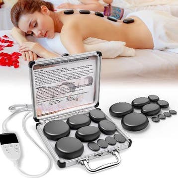 Hot Stone Massageset met Verwarming en Temperatuurregeling, Verzenden, Nieuw
