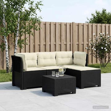 vidaXL 4-Persoons Tuinbank met Kussens Rieten Look PP, Verzenden, Nieuw
