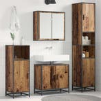 vidaXL Badkamermeubelset met plank 3 pcs Oud Hout Bewerkt, Huis en Inrichting, Badkamer | Badkamermeubels, Verzenden, Nieuw, Overige typen