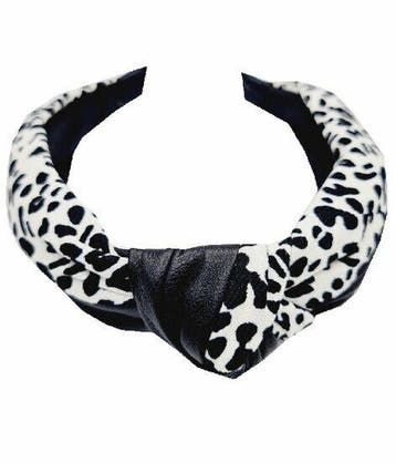 Haarband Diadeem 3cm – Knoop Panterprint –  Stof - Lederlook, Nieuw