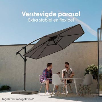 2dekans | LifeGoods Zweefparasol - Rond Ø300 cm - UPF 50+ en, Ophalen of Verzenden, Zo goed als nieuw