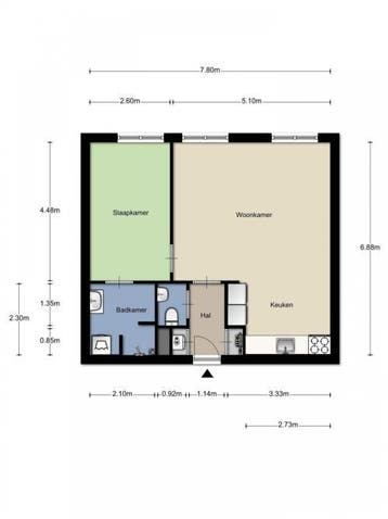 Te Huur 2 kamer Appartement Generaal de Wetstraat In Tilburg, Huizen en Kamers, Tilburg, Noord-Brabant, Direct bij eigenaar, Appartement