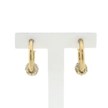 Gouden oorstekers met zirconia bolletjes; Ø 20,0 mm, Gebruikt, Ophalen of Verzenden, Met edelsteen, Goud