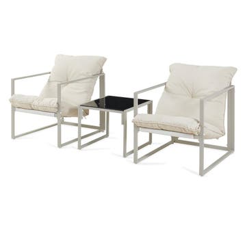 Tuinset Karg 3-delige loungeset tafel met 2 stoelen beige en, Verzenden, Nieuw