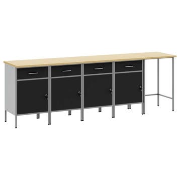 vidaXL Werkkast set met lade met opslag 5 st Zwart en Grijs, Verzenden, Nieuw
