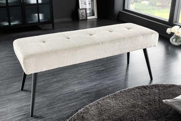 Design Bank BOUTIQUE 100cm beige corduroy zwarte metalen, Huis en Inrichting, Ophalen of Verzenden, Nieuw