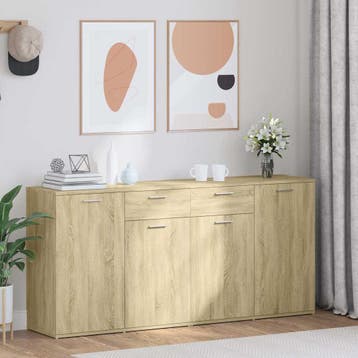 vidaXL Dressoir 160x36x75 cm bewerkt hout sonoma, Huis en Inrichting, Kasten | Dressoirs, Verzenden, 150 tot 200 cm, Nieuw, 25 tot 50 cm