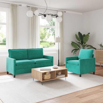 vidaXL Bankstel 2 st Turquoise Fluweel, Verzenden, Nieuw, Stof, Minder dan 150 cm