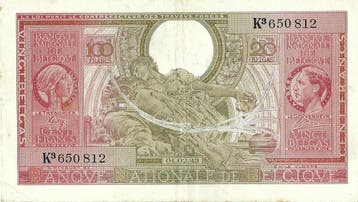 Bankbiljet 100 francs - 20 Belgas 1944 - 1947 Zeer Fraai, Verzenden