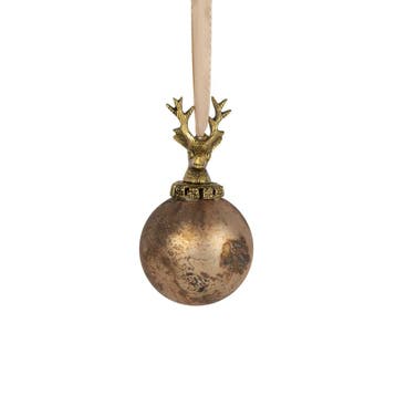 decoratie bal hert antiek bruin 8cm, Verzenden, Nieuw