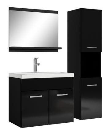 Badkamermeubel Set Montreal 60 x 35 cm Zwart Badmeubel, Verzenden, Nieuw, Wastafelkast