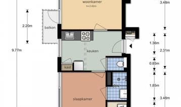Te Huur 2 Kamer Appartement Auriollaan In Utrecht, Huizen en Kamers, Huizen te huur, Utrecht-stad, Direct bij eigenaar, Appartement