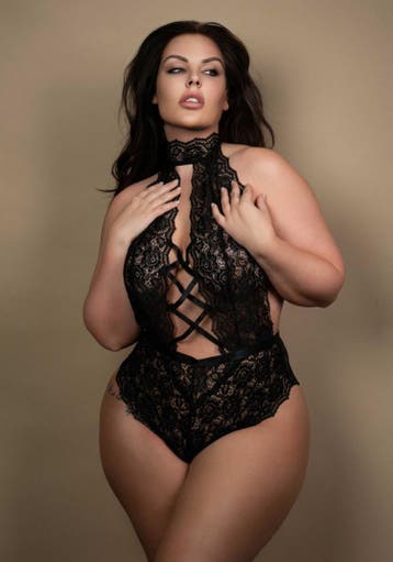 Sexy Lingerie kanten stringbody + size XL - XXL zwart Leg Av, Verzenden