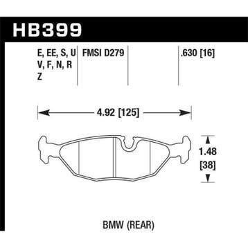 Hawk 84-4/91 BMW 325 (E30) HPS Street Rear Brake Pads, Ophalen of Verzenden, Nieuw