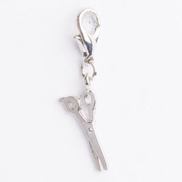 Be Charmed schaar bedel met karabijnsluiting zilver met e..., Ophalen of Verzenden, Nieuw, Bedel