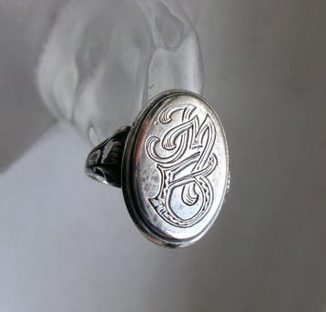 Zilver - Ring - Art Deco zegelmonogram, Antiek en Kunst