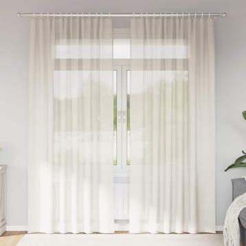 vidaXL Gordijnen voile met roedezakken 2 st crèmekleurig, Verzenden, Nieuw, Crème