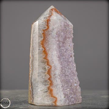 Natuurlijke amethist-obelisk met agaat uit Brazilië –