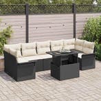vidaXL Tuin Sofa Set met kussen 8 pcs Zwart Poly riet, Verzenden, Nieuw, Rotan