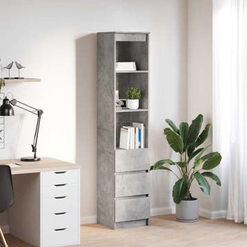 vidaXL Highboard 37,5x35x180 cm spaanplaat betongrijs, Verzenden, Nieuw, Overige houtsoorten