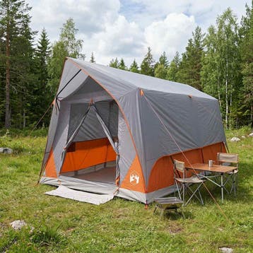 vidaXL Tunneltent Grijs en Oranje 8-persoons Polyester en, Verzenden, Nieuw, Tot en met 2