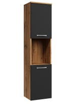 Badkamerkast Montreal 30 x 30 x 131 cm Eiken Zwart Kolomkast, Verzenden, Nieuw, (Half)hoge kast