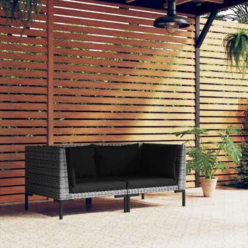 vidaXL Tuinbanken 2 st met kussens halfrond poly rattan, Tuin en Terras, Verzenden, Nieuw