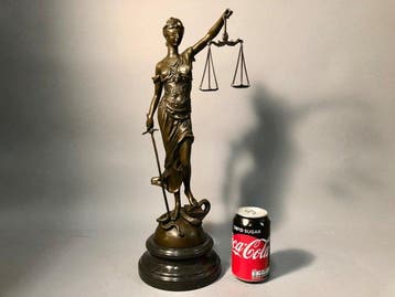 sculptuur, Groter beeld Vrouwe Justitia - 40 cm - Brons, Antiek en Kunst