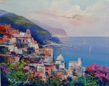 Mario Smeraglia (1950) - Borgo della costiera amalfitana